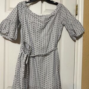 Banana Republic Black Polka Dot Long Sleeve Dress